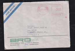 Argentina 1976 Meter Airmail Cover To BROMMA Sweden 2440P Rate - Covers & Documents