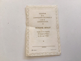 Ancien Souvenir De Communion Pecq 26 Mai 1960 Rosiane RIFAUT - Communie