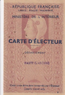 Carte D'Electeur  1 Avril 1953 - Haute Garonne  Mairie De Villefranche  (Hte-Gne) - Cartes De Membre