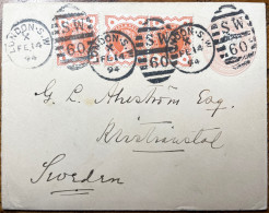 GB - QV 1894 3xSG197 1/2d Vermilion On 1d Pink Postal Envelope From London SW To Kristianstad, Sweden - Storia Postale