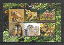 Djibouti 2015 Birds - Owls Sheetlet MNH - Uilen