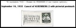 GERMANY DEUTSCHE REICH September 16, 1935 CANCEL Of NUREMBERG 2 On PICTORIAL POSTMARK - Covers & Documents