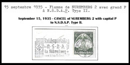 GERMANY DEUTSCHE REICH September 15, 1935-POSTMARK  NUREMBERG 2 With Capital P To N.S.D.A.P. Type II. - Covers & Documents