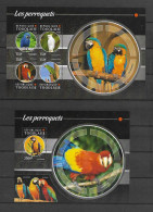 Tongo 2015 Birds - Parrots - 2 MS MNH - Papegaaien, Parkieten