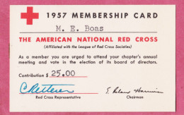 Membership Card, Tessera Associativa, 1957- The American National Red Cross. Reverse Calendar Year 1957- - Cartes De Membre