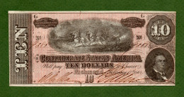 USA Note Civil War Confederate Note $10 Richmond February 17, 1864 N.9386 - Divisa Confederada (1861-1864)