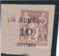 FRANCE - TYPE SAGE - N°85 - 2 C BRUN-ROUGE - OBLITERATION UN NUMERO 10 CENTIMES - SUR FRAGMENT - 1876-1898 Sage (Type II)