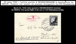 GERMANY DEUTSCHE REICH MARCH 23, 1936 COVER FRIEDRICHSHAFEN TO BERLIN First Postal Flight Lz-129 Hindenburg Airship - Covers & Documents
