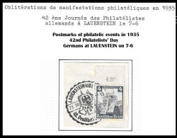 ALLEMAGNE REICH GERMANY 1935 EXPOSITION 42nd German Philatelists Day GERMANS In LAUENSTEIN On 7-6 RARE - Covers & Documents