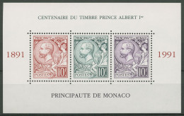 Monaco 1991 100 Jahre Briefmarken Fürst Albert Block 51 Postfrisch (C91333) - Blocks & Kleinbögen