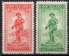 NEW ZEALAND/1936/MNH/SC#B9-B10/ 21ST. ANNIV. OF THE LANDING OF THE ANZAC AT TURKEY / HISTORICAL MOMENTS / FULL SET - Unused Stamps