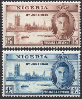 NIGERIA/1946/MNH/SC#71-2/PEACE ISSUE / KING GEORGE VI / KGVI / PARLIAMENT BUILDING LONDON/ FULL SET - Nigeria (...-1960)