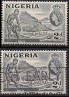 NIGERIA/1956-57/USED/SC#93, 93b/ QUEEN ELIZABETH / QEII /PICTORIALS/ MINING  / 2p DIFFERENTS SHADES - Nigeria (...-1960)