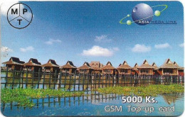 Myanmar - MPT - Lake And Houses, Exp.16.02.2014, GSM Refill 5.000Ks, Used - Myanmar