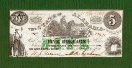 USA Note CIVIL WAR The State Of Alabama 1864 $5 Redeemable In CONFEDERATE Treasury Notes SLAVES - Valuta Della Confederazione (1861-1864)