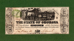 USA Note Civil War THE STATE OF GEORGIA Milledgeville 1863 $1 Payable In CONFEDERATE Treasury Notes - Valuta Della Confederazione (1861-1864)