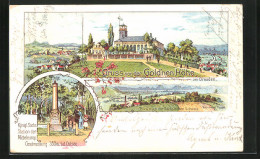 Lithographie Bannewitz, Restaurant Ball-Etablissement Zur Gold`nen Höhe, Blick Nach Der Sächsischen Schweiz  - Bannewitz