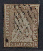 Schweiz 13 II Azm (SBK 22 F) 1. Berner Druck SEIDENPAPIER, Fotobefund, 1000,-€ - Usados