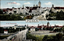 CPA Poznań Posen, An Der Schlossbrücke, An Der Theaterbrücke, Straßenbahn - Posen
