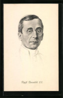 Künstler-AK Papst Benedikt XV., Portrait  - Papi