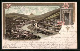 Lithographie Altena, Teilansicht Mit Brücke  - Altena