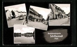 AK Schifferstadt /Pf., Siedlungspartie, Strassenpartien Und Schwimmbad  - Schifferstadt