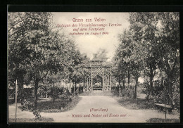 AK Velten, Anlagen Des Verschönerungs-Verins Auf Dem Festplatz 1908, Pavillon  - Velten