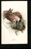 AK Reiterin Mit Ihrem Vollblut  - Paardensport