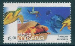 MEXICO 2002 $5 SEA TURTLES 1st. Issue Perf. 14 Thin Paper Mint NH Unmounted, Scarce - Mexico