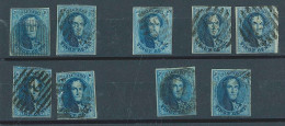 Lot De 9 N°11A Margé Planche VI , Papiers Moyen à Mince, Différentes Nuances TTB - 1858-1862 Medallions (9/12)