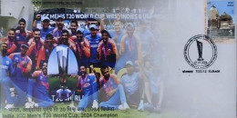 INDIA 2024 INDIA ICC MEN'S T20 WORLD CUP 2024 CHAMPION SPECIAL COVER RELIESED BY INDIA POST RARE USED - Storia Postale