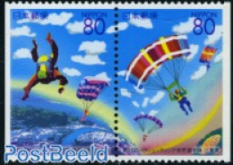 Japan 2000 Parachute Jumping Booklet Pair, Mint NH, Sport - Parachuting - Unused Stamps