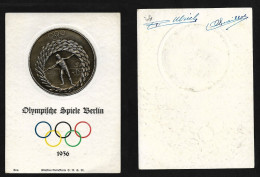 1936 Propagandakarte IV. Olympische Spiele Berlin Künstler Reliefkarte Speerwerfer, Rückseite Klebemängel Reich Germany - Olympic Games