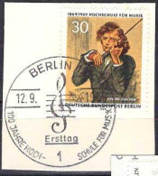 Berlin Poste Obl Yv:322 Mi:347 Joseph Joachim Violoniste (TB Cachet à Date) Sur Fragment - Usati