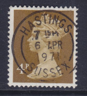 Great Britain 1971 Mi. 568 C, 4p. QEII. Deluxe HASTINGS Sussex 1971 Cancel - Used Stamps