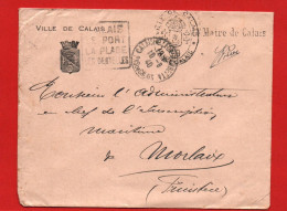 (RECTO / VERSO) ENVELOPPE DE LA MAIRIE DE CALAIS LE 10/09/40 - FLAMME DAGUIN ET CACHET - Storia Postale