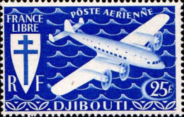 Cte Des Somalis Avion N** Yv: 5 Mi:199 Avion Quadrimoteur & Croix De Lorraine (Petit Def.gomme) - Unused Stamps