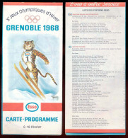 Carte - Programme Xèmes Jeux Olympiques D'Hiver GRENOBLE 1968  Olympic Games 68 Tigre ESSO Dépliant 6 Volets Pliés En 2 - Wegenkaarten