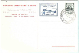 15-FEBBRAIO-1953 TORNEO INTERNAZIONALE TENNIS DA TAVOLO LECCO COMITATO CARNEVALONE - Lecco