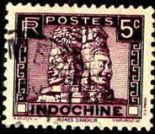 Indochine Poste Obl Yv:159 Mi:162 Ruines D'Angkor (TB Cachet Rond) - Used Stamps