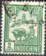 Indochine Poste Obl Yv:128 Mi:128 Laboureur & Tour De Confusius (cachet Rond) - Used Stamps