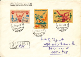 USSR Registered Cover Sent To Germany DDR 29-8-1984 Topic Stamps SPORT - Brieven En Documenten