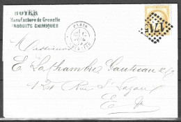 LT 39 N°59/ Lettre, Oblitéré GC 1715	GRENELLE(60), Indice 3 Du 12 Juillet 1875 - 1871-1875 Cérès