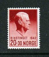 NORWAY - 1942 Quisling War Orphans Fund 20o+30o Unmounted Never Hinged Mint - Unused Stamps