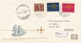 Inaugal KLM Flight Amsterdam -  Monrovia , 5.XI,1960 - Airmail