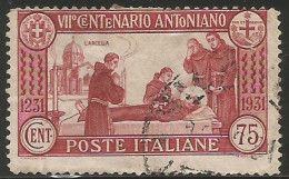 S. Antonio 1931 C.75 Usato D.14 - Francobollo Inclinato + Dentellatura Spostata - Autres & Non Classés
