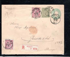 1890 , 5 C. ,10 C. 50 C. Sur Entier 10 C. , Recomm Pour Allemagne Au Tarif , Etat Superbe  #146 - 1884-1891 Leopoldo II