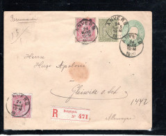 1890 ,10 C. 2 Fois, 20 C. Sur Entier 10 C. , Recomm Pour Allemagne Au Tarif , Etat Superbe, Claire " ANVERS "  #145 - 1884-1891 Leopold II