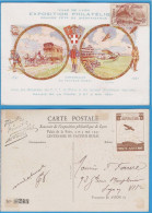 CARTE POSTALE EXPOSITION PHILATELIQUE LYON 1931 - TIMBRE ORPHELINS DE LA GUERRE ET VIGNETTE MARRON POSTE AERIENNE - 1927-1959 Covers & Documents