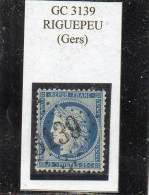 Gers - N° 60B (type II) Obl GC 3139 Riguepeu - 1871-1875 Cérès